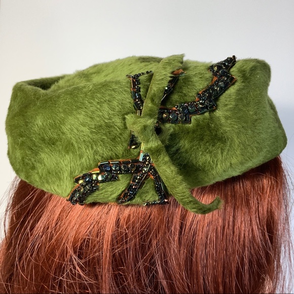 Brentshire Accessories - Vintage Marche' Women Hat Brentshire Beaded Made in Italy Green #B3